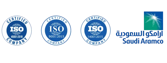 ISO 45001, ISO 9001 and ISO 14001 certified, with Saudi Aramco approval.