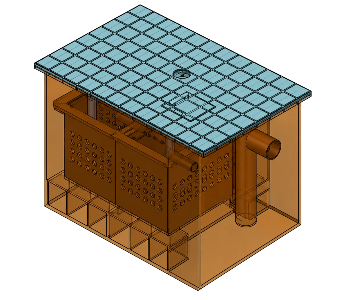 uPVC grease trap product view 01 with a tiled blue cover