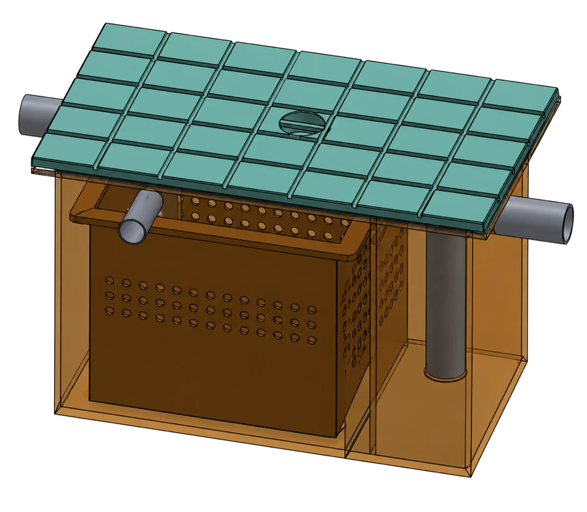 uPVC grease trap product view 03 with a tiled green cover