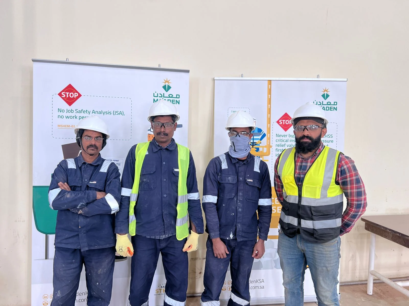AAMCO site team wearing protective equipment during a Maaden safety programme