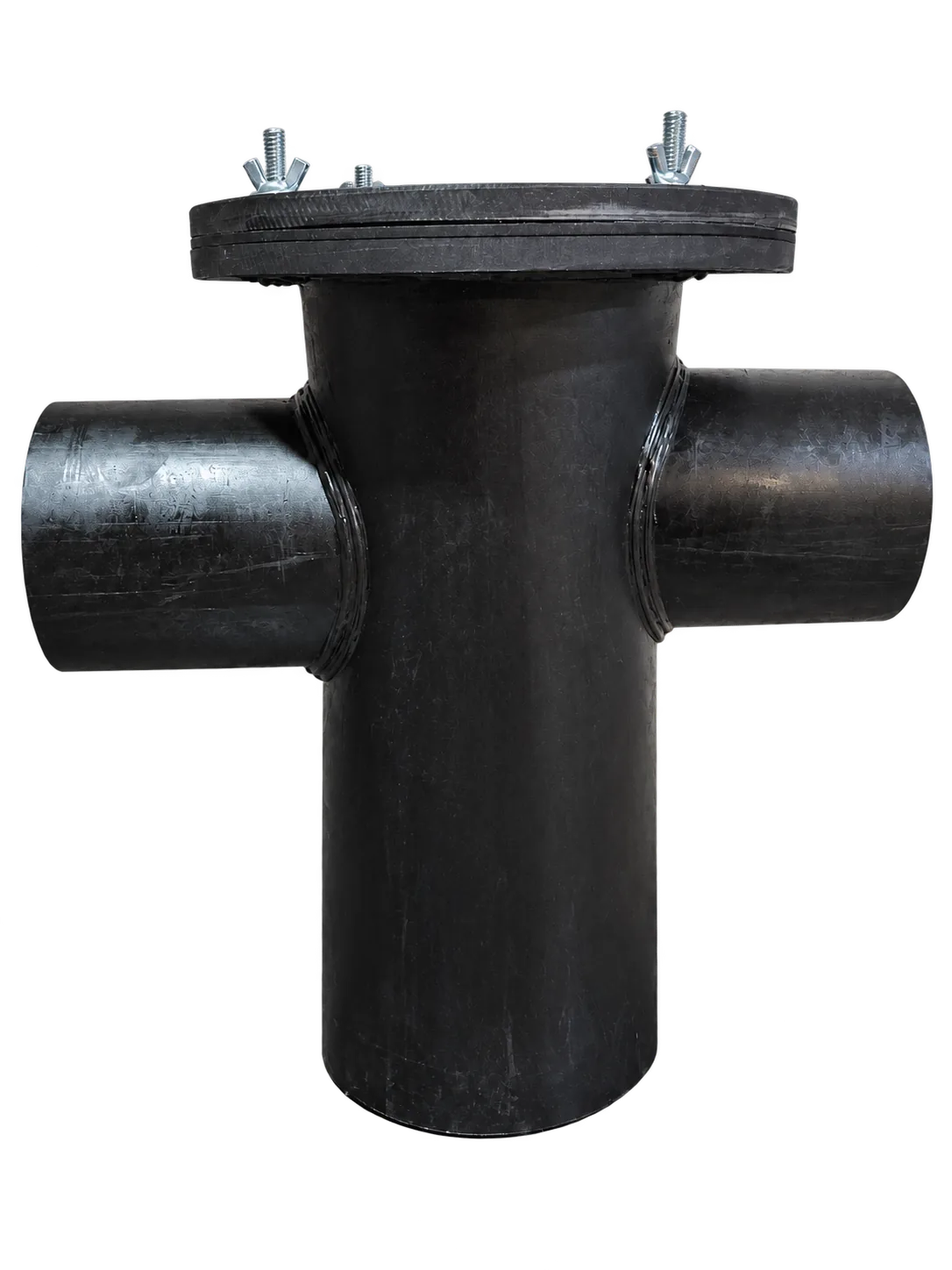 HDPE Gully Trap 2 Way with bolted cover and side connections